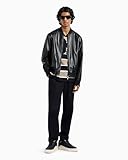 Armani Exchange Men's Faux Leather Bomber Jacket, Black, Small