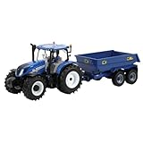 New Holland T6 Tractor With Trailer Playset, Collectable Toy Compatible With 1:32 Scale Farm Animals and Toys, Suitable for Children Age 3+, Red