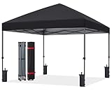 ABCCANOPY 3x3M Pop Up Gazebo Commercial Gazebo With Upgraded Roller Bag, 4 Weight Bags, Stakes and Ropes (Black)