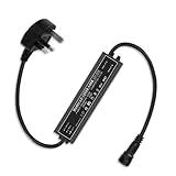 ECOWHO Garden Light Transformer 2.1A 25W AC 100-240V to DC 12V Low Voltage, IP67 Waterproof Power Supply with UK 3-pin Plug Only for Specific Outdoor Garden Lighting