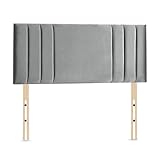 Elixir RIO 3 Divan Bed Headboard | Plush Velvet Fabric Headboards for 4ft6 Double Size Bed | Elegant design with wooden material headboards for beds (Silver, 4ft6 Double Height-20inch)