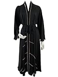 Ladies Premium Nida Open Umbrella Diamante Abaya Jilbab Kimono in Black 52,54,56,58 (U05) (Size 52)