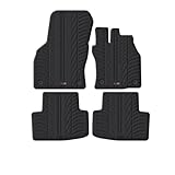 TRAVALL Rubber Car Mats (set of 4) compatible with Skoda Octavia (2020-Current) Heavy Duty Floor Mats Moulded Premium Mats Easy Clean Black with Clips - Anti Slip All-Weather Protection
