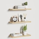 Uervoton Floating Shelves 40cm, Set of 3 Wall Mounted Paulownia Wood Shelves, Rustic Style Storage Display for Bedroom, Living Room, Kitchen, Office (40cm, Rustic)