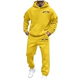 RUMAOZIA Jogging Suit Men Women Oversized Baggy Tracksuit Unisex Hoodie Fashion Sports Suit 2-Piece Trapstar Tracksuit Y2K with Hoodie and Jogging Bottoms Hip Hop Streetwear, O yellow, M