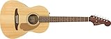 Fender Sonoran Mini Acoustic Guitar, Spruce or Mahogany Top, 24.1 Inch Scale, Strat Headstock, Scalloped Bracing, Gig Bag Included, Natural