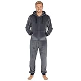 INSIGNIA Mens Fleece Hooded Onesie pyjamas Loungewear With Double Zip (UK, Alpha, XL, XXL, Regular, Regular, Charcoal Smooth Fleece)