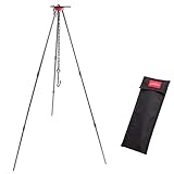 ZPZGOG Campfire Tripod Camping Cooking Dutch Oven Tripod Adjustable Grill Tripod Cooker Campfire Grill Stand Tripod Cooking Lantern Tripod Hanger with Carry Bag