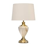 Lighting Supermarket Hepburn Large Cream Marble Effect Table Lamp with Matching Shade - Cream & Gold