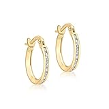 CARISSIMA Women's 9 ct Yellow Gold Cubic Zirconia Band 13 mm Creole Earrings