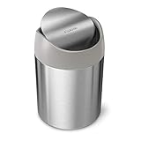 simplehuman CW2084 1.5L Mini Bin, Kitchen Tabletop, Desktop or Dressing Table, Balanced Swing Lid, Lift-Off Lid, Easy to Clean, Fingerprint-Proof, Brushed Stainless Steel
