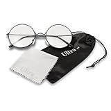 Fancy Dress Adults Round Glasses - Aesthetic Metal Framed Classic Wizard Fake Glasses with Lenses for World Book Day Characters