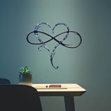 Infinity Heart Metal Wall Decor, Unique Infinity Heart Wall Decor Love Sign Plaque Steel Art Geometric Bedroom Ornaments Cut Out for Home, Wedding Decor (11.4x13.7in, Dark Blue)
