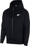 NIKE Men's M Nsw Club Hoodie Fz Bb Sweatshirt, Black/Black/(White), M UK