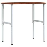 Gecheer Solid Oak Wood Workbench with Adjustable Legs - DIY Tool Bench, Large Working Area, Powder-Coated Metal Frame, Dark Brown Finish, 39.4 Model3309703