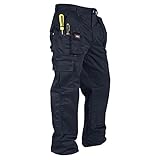 Lee Cooper LCPNT206 Workwear Mens Multi Pocket Easy Care Heavy Duty Knee Pad Pockets Safety Work Cargo Trousers Pants, Black, 30W/31L