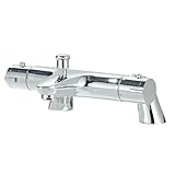 JUNSOTTOR Thermostatic Bath Shower Mixer Taps Modern Bathroom Bar Shower Value with Bath Filler Spout Chrome