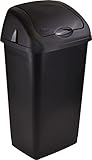 Easy Shopping® 60L 60LITRE Premium Plastic Black Swing Bin Dustbin with curved movable Lid for Home and Kitchen Rubbish Waste Solution