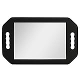 Kurtzy Lightweight Handheld Hairdressing Mirror - Black Foam Handle for Barbers, Salons and Beauticians - Double Handle Viewing Mirror for Back of Head Haircuts