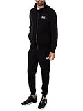 EA7 Men's Tuta Core Identity in Cotone Tracksuit, Black Silver(1200), M