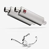 Lextek Stainless Steel Matt OP1 350mm Exhaust System compatible with SUZUKI SV1000 (03-07)