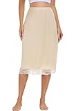 Sopesil Women's Half Slips Modal Petticoat Anti-Slips Ladies Underskirt Long Lace Waist Slip Short Ladies Underskirt Soft, Nude, XXL