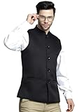 Maple Clothing Men's Nehru Jacket Solid Color Indian Traditional Vest Modi Waistcoat Bandhgala, Black2, Small