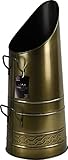 Heavy Duty Tall Metal Fireplace Round Coal Scuttle Bucket Hod 21" (Brass)