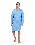 Champion Mens Brushed Cotton Striped Nightshirt Sleepwear Dark Blue L