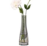 Bamboopack Hand-Made Blown Art Bud Glass Vase Clear Flower Bud Vase Single Stem Vases Decorative Glass Vase Bottles Centerpiece for Wedding Party Home and Office Décor(Grey), M (WTTC97768)