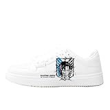 Eren Jaeger Shoes Unisex Anime Sneakers White Low Top Trainers Cartoon Printed Casual Shoes for Women Men