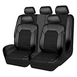 MaKeMoney 9 Pcs Car Seat Covers Full Set For Mazda 3, CX-5, 6, CX-3, 4, 7, 9, MX-5, RX-8, Leather Breathable Seat Covers Full Set Seat Protector Accessories, Charcoal Black