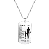 HAYOUWAY Silver Necklace Dog Tag Chains with Pendant Stainless Steel Men's Jewellery for Men Son Boys Birthday Gift from Mum Dad, Stainless Steel, Grandpa