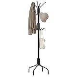 SONGMICS Coat Stand, Metal Coat Rack with 12 Hooks, 4 Legs, Hang Coats, Jackets, Hats, Bags, for Hallway Bedroom Office, Black RCR031B01