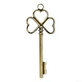 Vintage Style Large Brass Skeleton Key, Perfect for DIY Projects and Treasure Hunting (A)