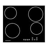 Cookology TCH601 60cm Electric Ceramic Hob Cooktop in Black - 4 Cooking Zones - Built-in Worktop - Touch Controls - With Timer - 9 Heat Levels - Child Lock