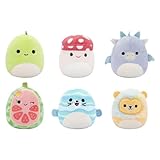 Micromallows Squishmallows Original 6-Pack – Cortez Caterpillar, Dane Dragon, Floyd French Fries, Lena Guava Fruit, Leonard Lion, Noah Seal