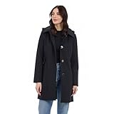 Michael Kors Women's Single Breasted Raincoat with Detachable Hood, Black, XL