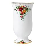 Royal Albert - Old Country Roses Vase Gift - Vintage Fine Bone China Display Vase - Medium Size - Floral Pattern, 22cm, White