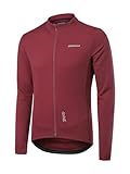 BERGRISAR Cycling Jersey Tops for Men Long Sleeve Spring Fall Road Bike Bicycle Shirt Mountain MTB Jersey Red Large