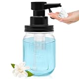 12oz Automatic Touch Sensor Foam Glass Soap Dispenser, Hands-Free Mason Jar Soap Dispenser, Refillable Lotion Bottle for Bathroom Kitchen Countertop (Batteries Not Included)