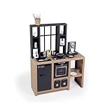 SMOBY Kitchen Loft – Urban Style Kitchen Includes 32 Accessories, Stylish Shelving, Play Crockery and Cutlery. Ideal Educational Interactive Gift for a Little Chef