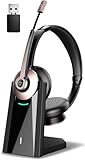 Earbay Wireless Headset, Bluetooth Headphones with Microphone Noise Canceling & USB Dongle, Office Headset with Charge Dock for Mobile Phone Computer Tablet Work Skype Zoom Conference Call Center