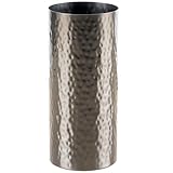 Vase for Flowers - Tempered Metal - 23cm Tall Flower Vase Dark Silver (Silver)