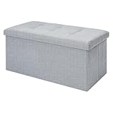 CROWNSHOP Ottoman Storage Bench Footrest Stool Seat Toy Chest Storage Box Folding with Lid Long Shoes Bench Footstool Suitable for Living Room Grey 76 * 38 * 38 CM