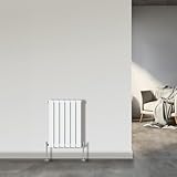 NRG Modern Horizontal Flat Panel Column Radiator Designer Bathroom Central Heating Gloss White Double 600x408mm