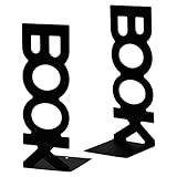 LdawyDE Book Ends, 2 Metal Bookends Desk Novelty Cutlery Non Skid Book Holders Supports for Shelves for Home School Office Library Kitchen, Black