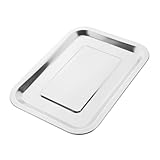 Zerodeko 304 Stainless Steel Oven Pan Rectangular Baking Tray 27x20x2cm Thickened Barbecue Plate for Toaster Oven Baking and Food Serving