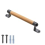 Dolibest 25cm Wooden Handrail, Wall Mounted Grab Rail Younger Elder Safety Grab Bar Staircase Hand Rail Kids Climbing Handle Grip for Indoor Outdoor Swing Set/Playset/Garden/Bathroom/Bunk Bed/Door