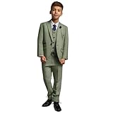 Boys 3 Piece Sage Green Check Suit Tweed Tailored Fit Wedding - Sage 14